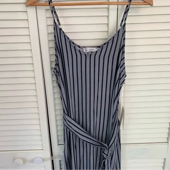 Carve Designs Macy Dress Navy Stripe Women’s Large Relaxed Cami‎ Maxi Dress NWT